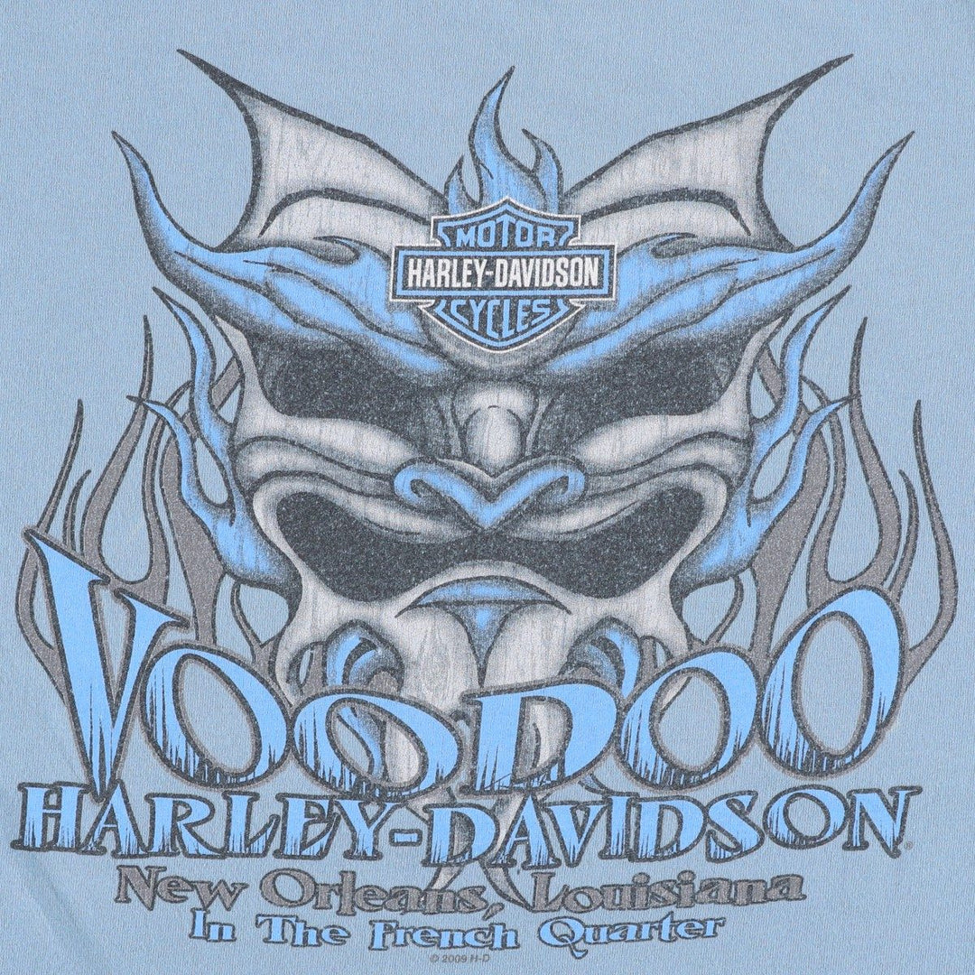 Harley-Davidson Fire Pattern Motorcycle Bike T-Shirt Men's XL cotton Blue type light blue Vintage Second Hand