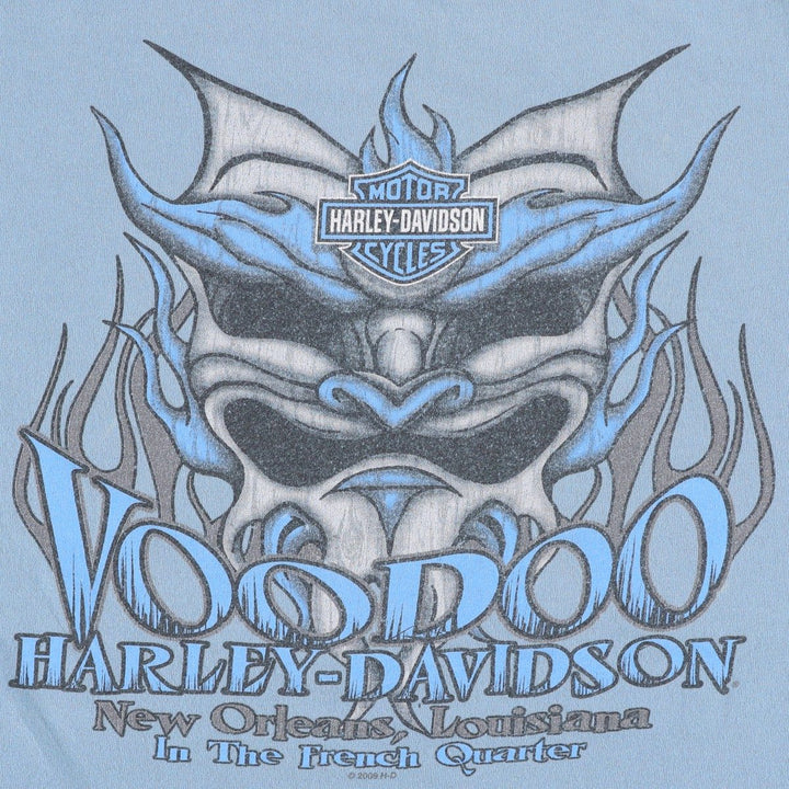 Harley-Davidson Fire Pattern Motorcycle Bike T-Shirt Men's XL cotton Blue type light blue Vintage Second Hand