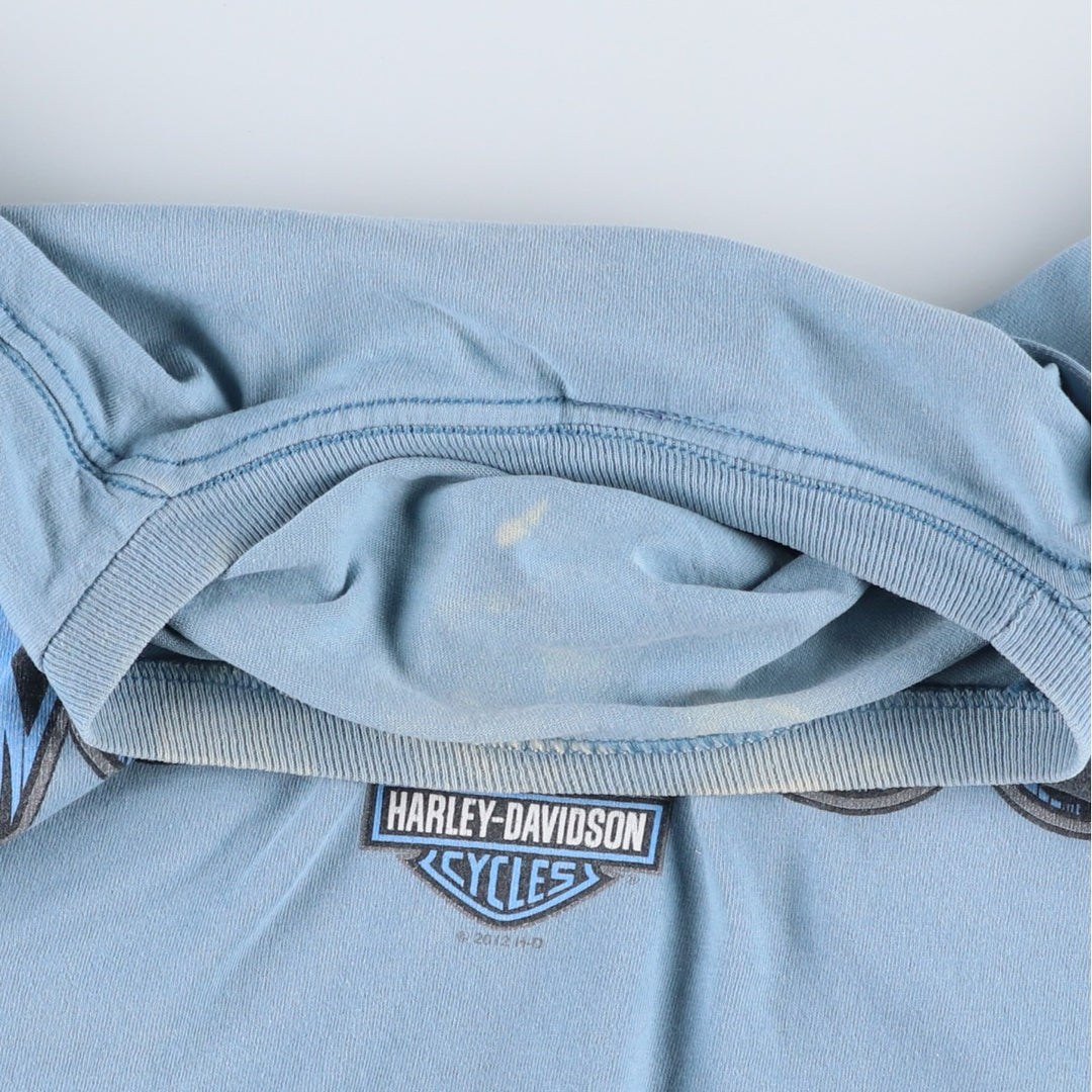 Harley-Davidson Fire Pattern Motorcycle Bike T-Shirt Men's XL cotton Blue type light blue Vintage Second Hand
