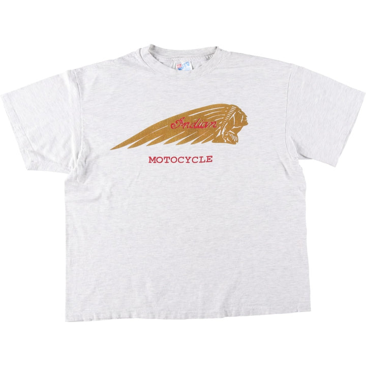 90'S Hanes BEEFY-T Indian Motorcycle Motorcycle T-shirt, Made in USA, Men's Size L (approx.), Vintage cotton gray type Vintage Second Hand