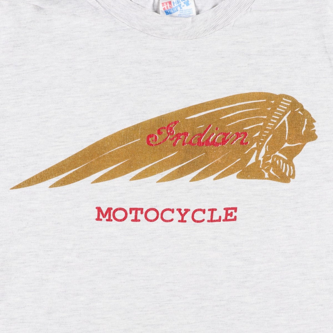 90'S Hanes BEEFY-T Indian Motorcycle Motorcycle T-shirt, Made in USA, Men's Size L (approx.), Vintage cotton gray type Vintage Second Hand
