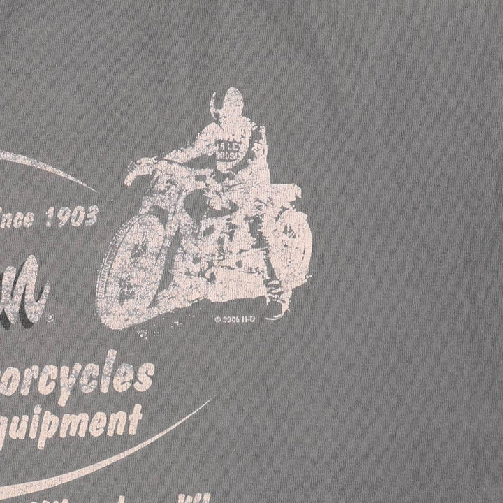 00'S Harley-Davidson Fire Pattern Motorcycle Bike T-Shirt Men's XXL cotton gray type Vintage Second Hand