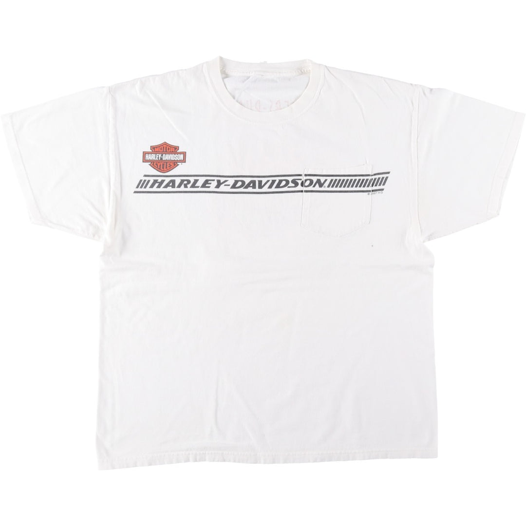 2000'S Harley-Davidson Fire Pattern Motorcycle T-Shirt, Men's Size XL (approx.) unclear white type Vintage Second Hand