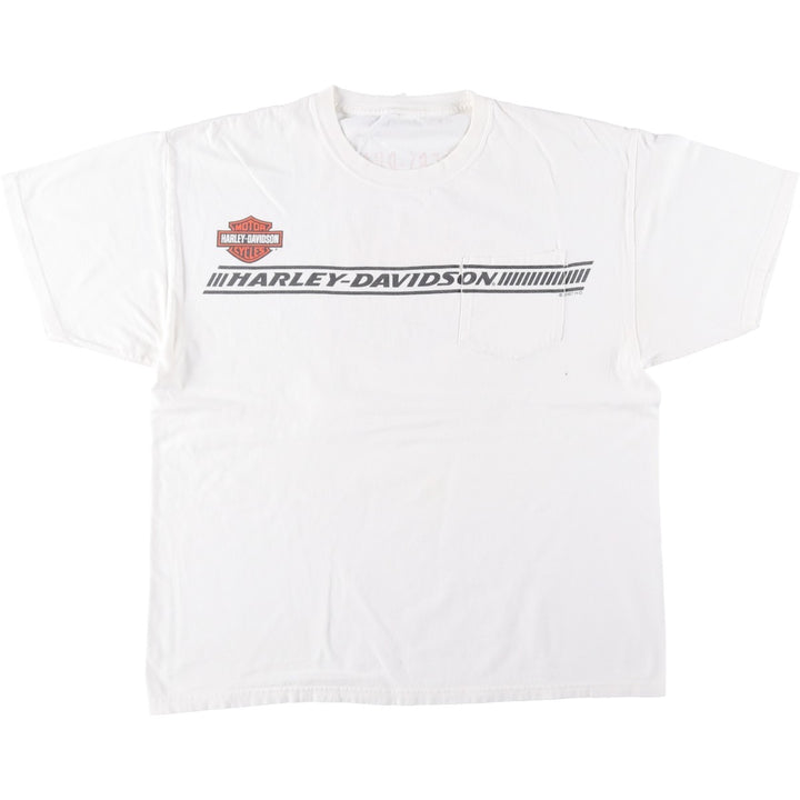 2000'S Harley-Davidson Fire Pattern Motorcycle T-Shirt, Men's Size XL (approx.) unclear white type Vintage Second Hand