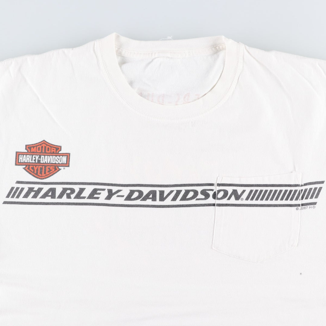 2000'S Harley-Davidson Fire Pattern Motorcycle T-Shirt, Men's Size XL (approx.) unclear white type Vintage Second Hand