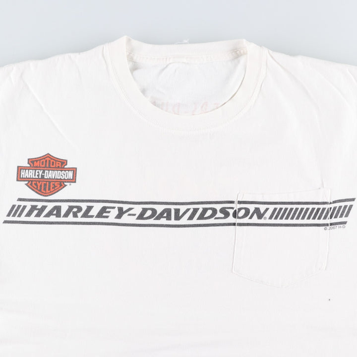 2000'S Harley-Davidson Fire Pattern Motorcycle T-Shirt, Men's Size XL (approx.) unclear white type Vintage Second Hand