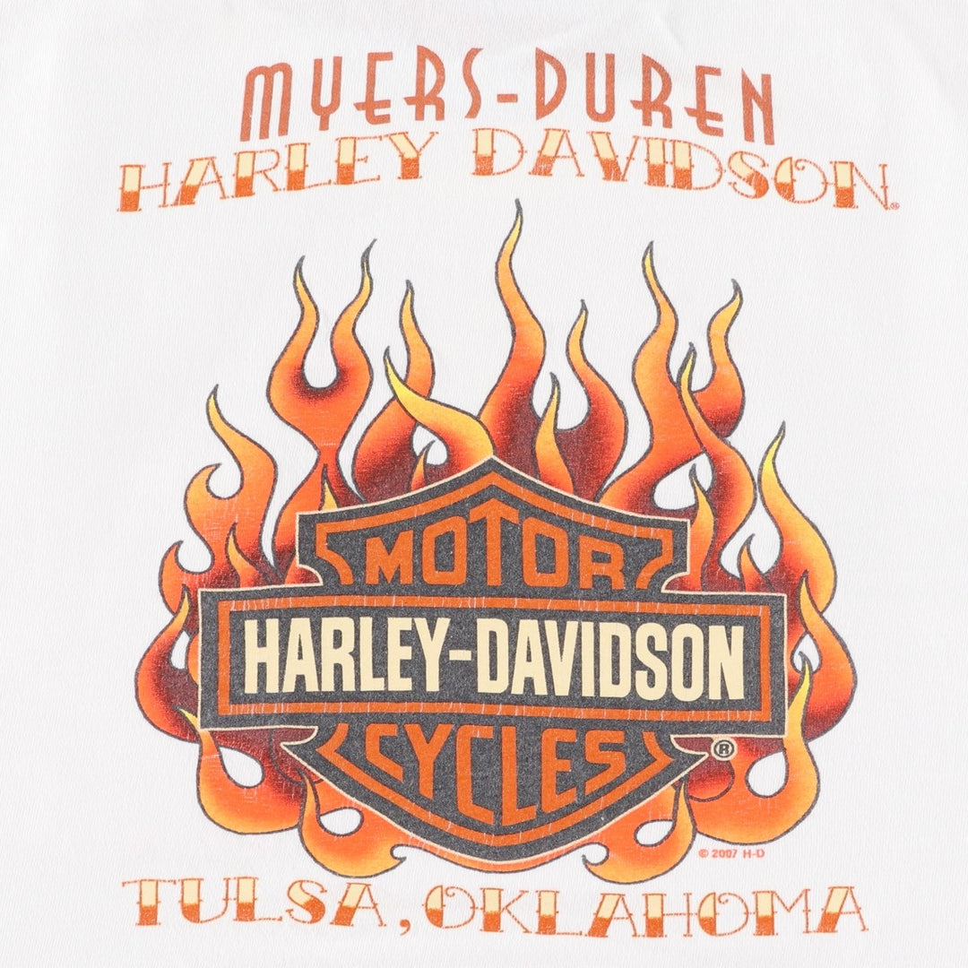 2000'S Harley-Davidson Fire Pattern Motorcycle T-Shirt, Men's Size XL (approx.) unclear white type Vintage Second Hand