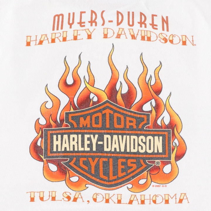 2000'S Harley-Davidson Fire Pattern Motorcycle T-Shirt, Men's Size XL (approx.) unclear white type Vintage Second Hand