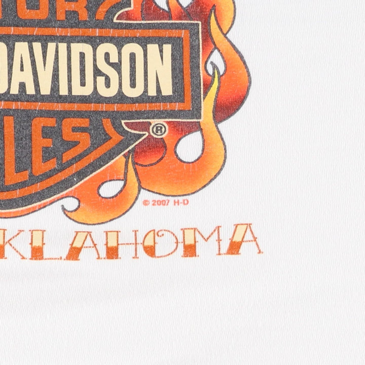 2000'S Harley-Davidson Fire Pattern Motorcycle T-Shirt, Men's Size XL (approx.) unclear white type Vintage Second Hand