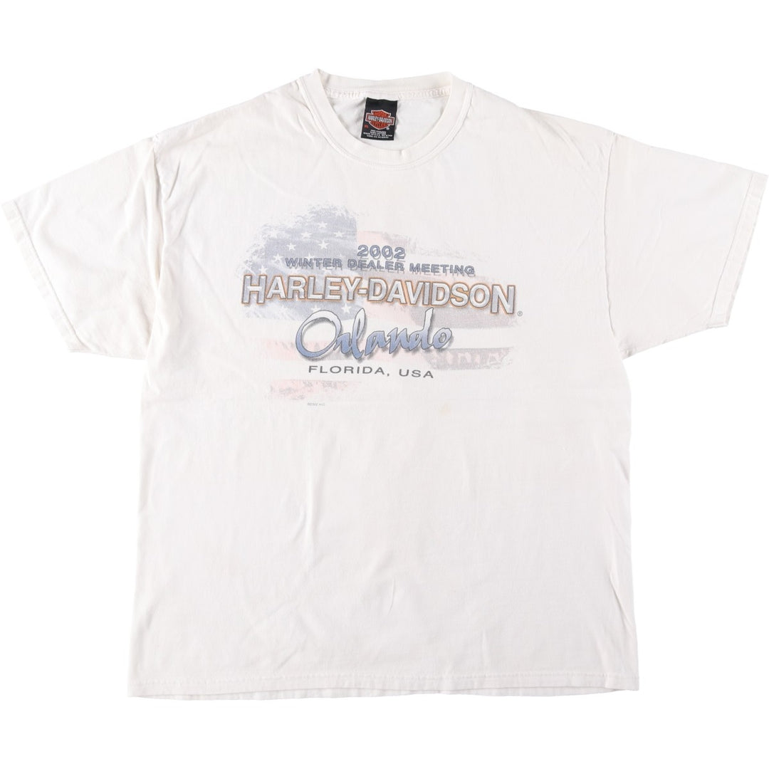 00'S Harley-Davidson Stars and Stripes Motorcycle Bike T-shirt Made in USA Men's XL cotton white type Vintage Second Hand