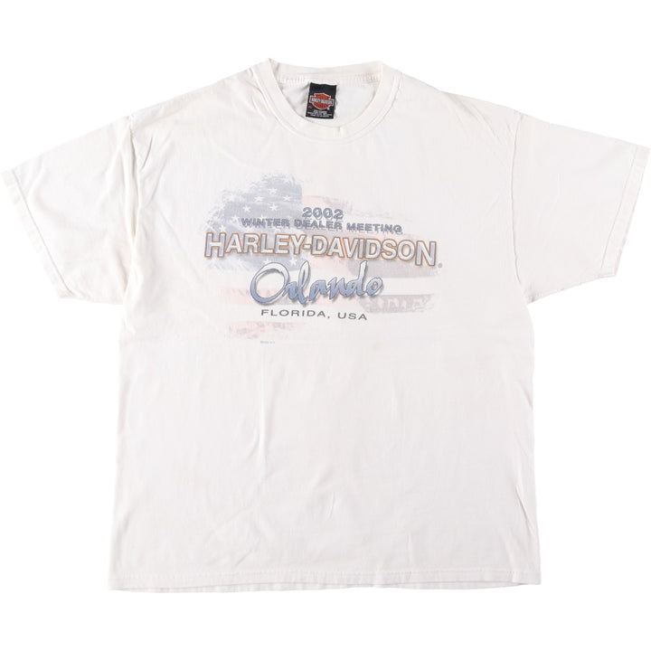 00'S Harley-Davidson Stars and Stripes Motorcycle Bike T-shirt Made in USA Men's XL cotton white type Vintage Second Hand