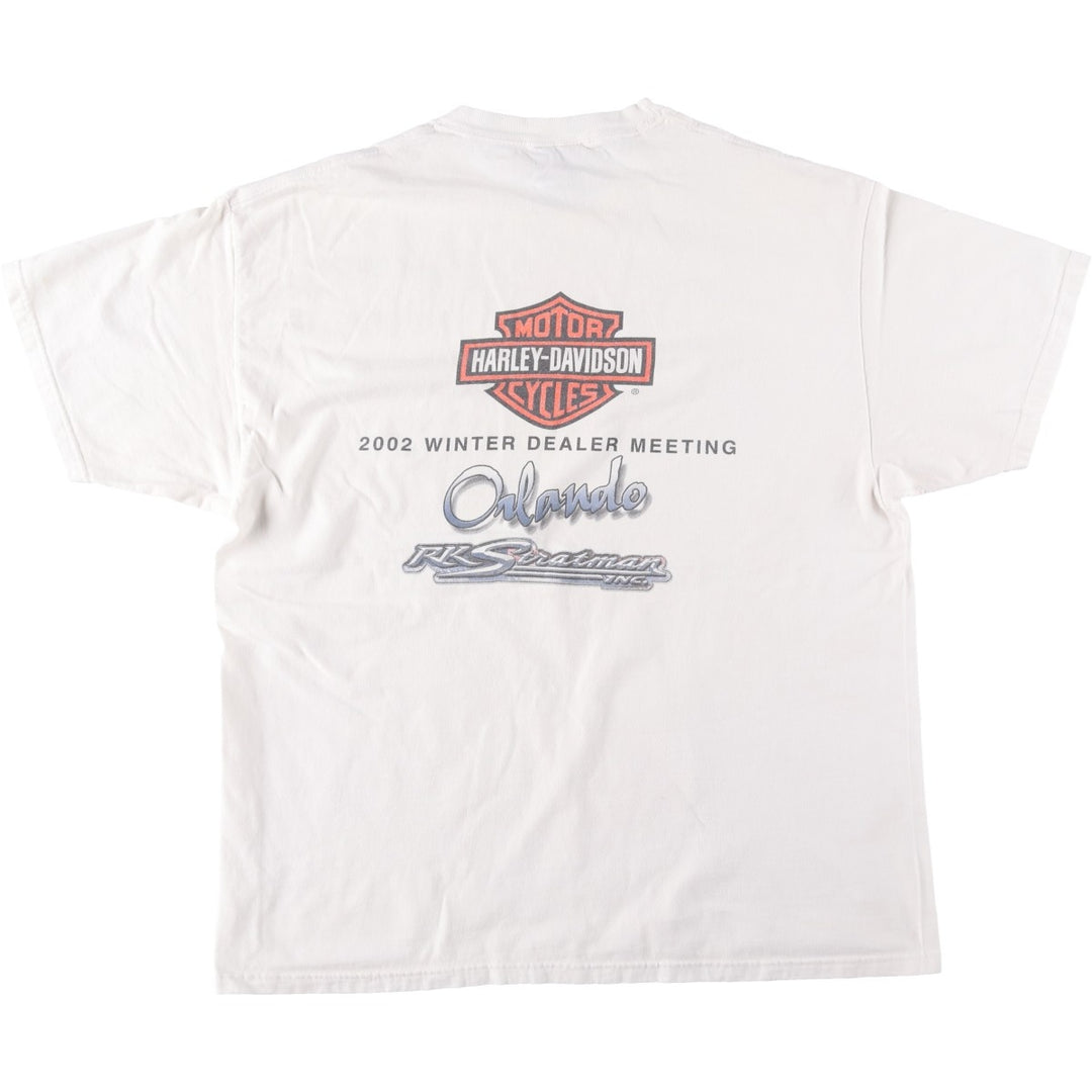 00'S Harley-Davidson Stars and Stripes Motorcycle Bike T-shirt Made in USA Men's XL cotton white type Vintage Second Hand
