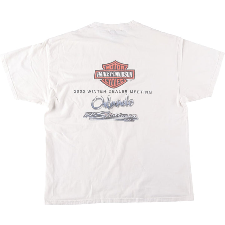 00'S Harley-Davidson Stars and Stripes Motorcycle Bike T-shirt Made in USA Men's XL cotton white type Vintage Second Hand