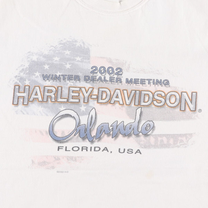 00'S Harley-Davidson Stars and Stripes Motorcycle Bike T-shirt Made in USA Men's XL cotton white type Vintage Second Hand