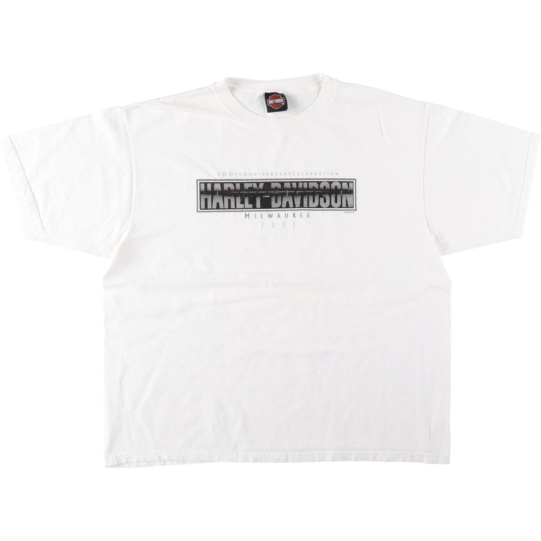 00'S Harley-Davidson Motorcycle Bike T-shirt Men's XXL unclear white type Vintage Second Hand