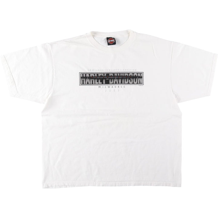 00'S Harley-Davidson Motorcycle Bike T-shirt Men's XXL unclear white type Vintage Second Hand