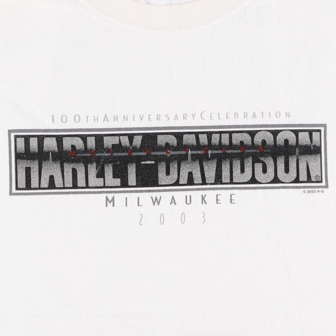 00'S Harley-Davidson Motorcycle Bike T-shirt Men's XXL unclear white type Vintage Second Hand