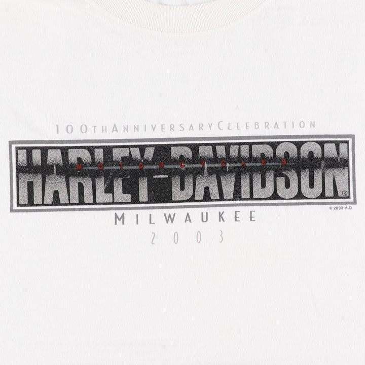 00'S Harley-Davidson Motorcycle Bike T-shirt Men's XXL unclear white type Vintage Second Hand