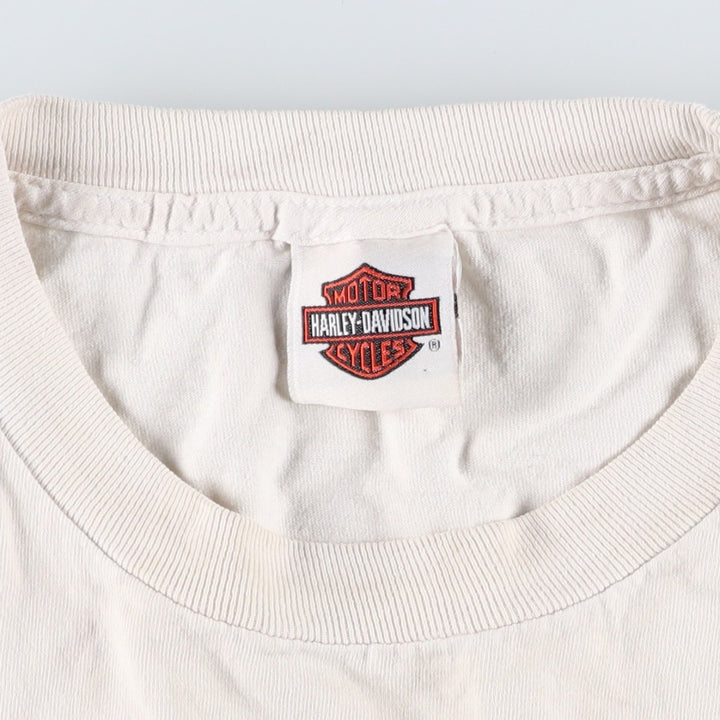 Big Size Harley-Davidson Fire Pattern Motorcycle T-Shirt (Men's XXXL equivalent) cotton white type Vintage Second Hand