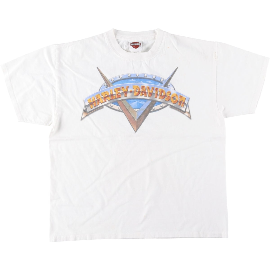 00'S Harley-Davidson Motorcycle Bike T-shirt Men's L size cotton white type Vintage Second Hand