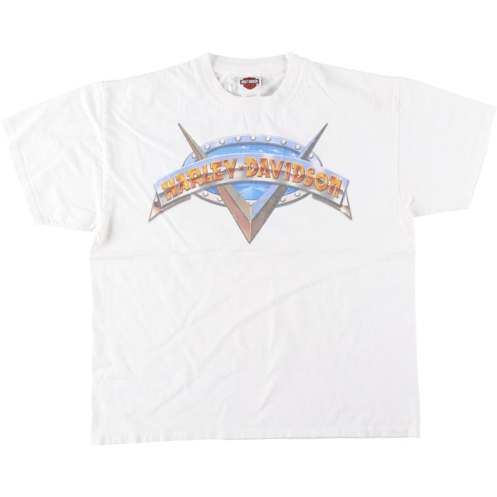 00'S Harley-Davidson Motorcycle Bike T-shirt Men's L size cotton white type Vintage Second Hand