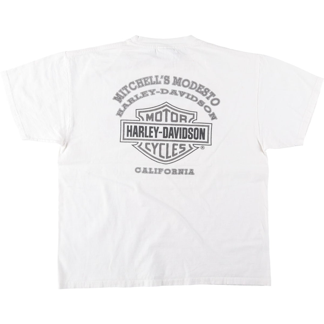 00'S Harley-Davidson Motorcycle Bike T-shirt Men's L size cotton white type Vintage Second Hand
