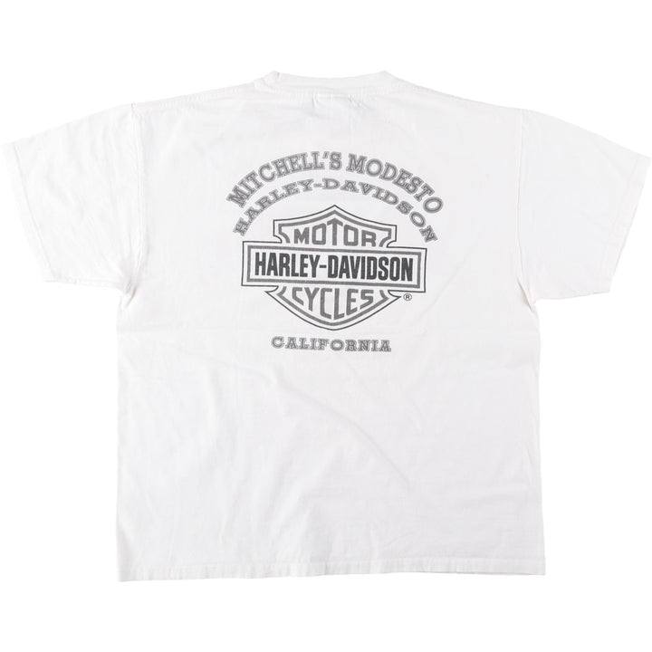 00'S Harley-Davidson Motorcycle Bike T-shirt Men's L size cotton white type Vintage Second Hand