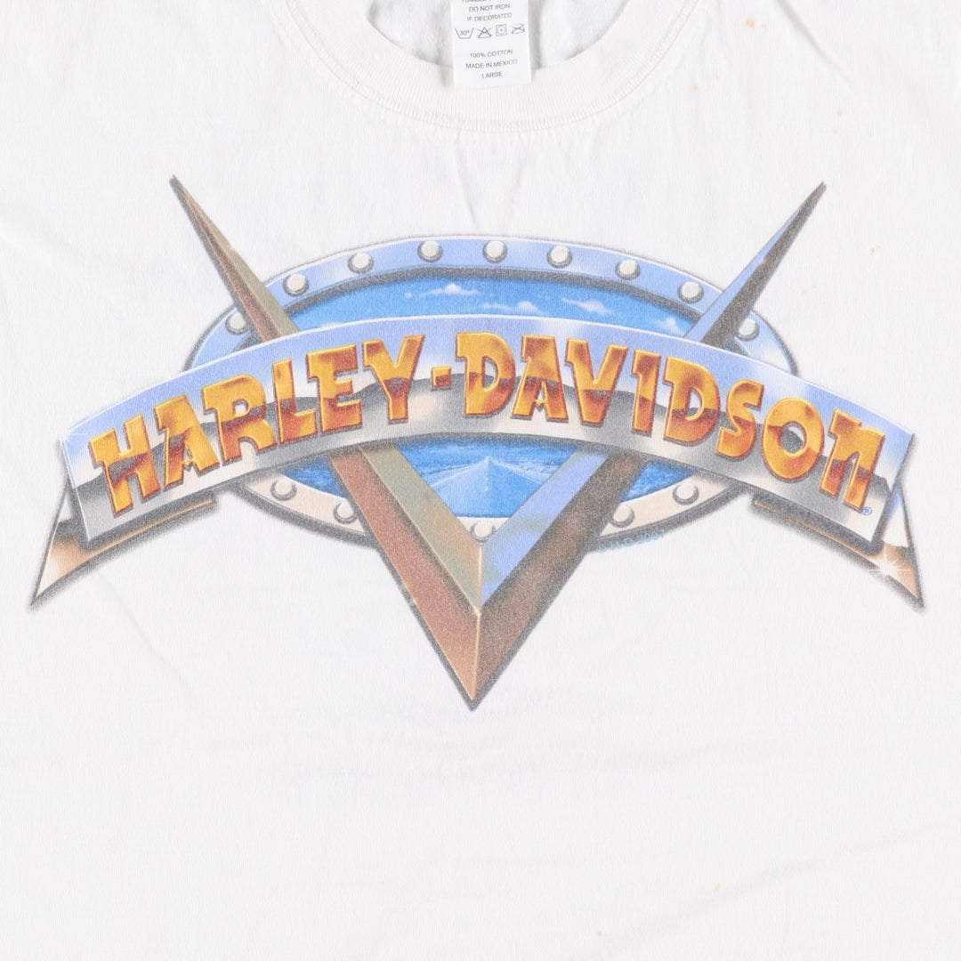 00'S Harley-Davidson Motorcycle Bike T-shirt Men's L size cotton white type Vintage Second Hand