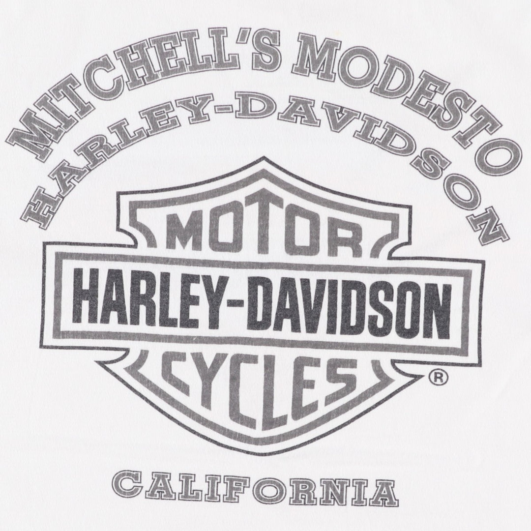 00'S Harley-Davidson Motorcycle Bike T-shirt Men's L size cotton white type Vintage Second Hand