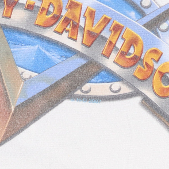 00'S Harley-Davidson Motorcycle Bike T-shirt Men's L size cotton white type Vintage Second Hand