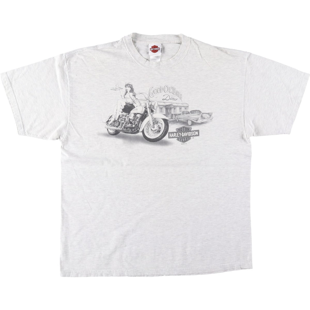 Harley-Davidson Pin-up Girl Motorcycle Bike T-shirt Made in USA Men's XL cotton gray type Vintage Second Hand
