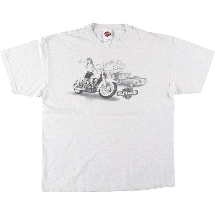 Harley-Davidson Pin-up Girl Motorcycle Bike T-shirt Made in USA Men's XL cotton gray type Vintage Second Hand