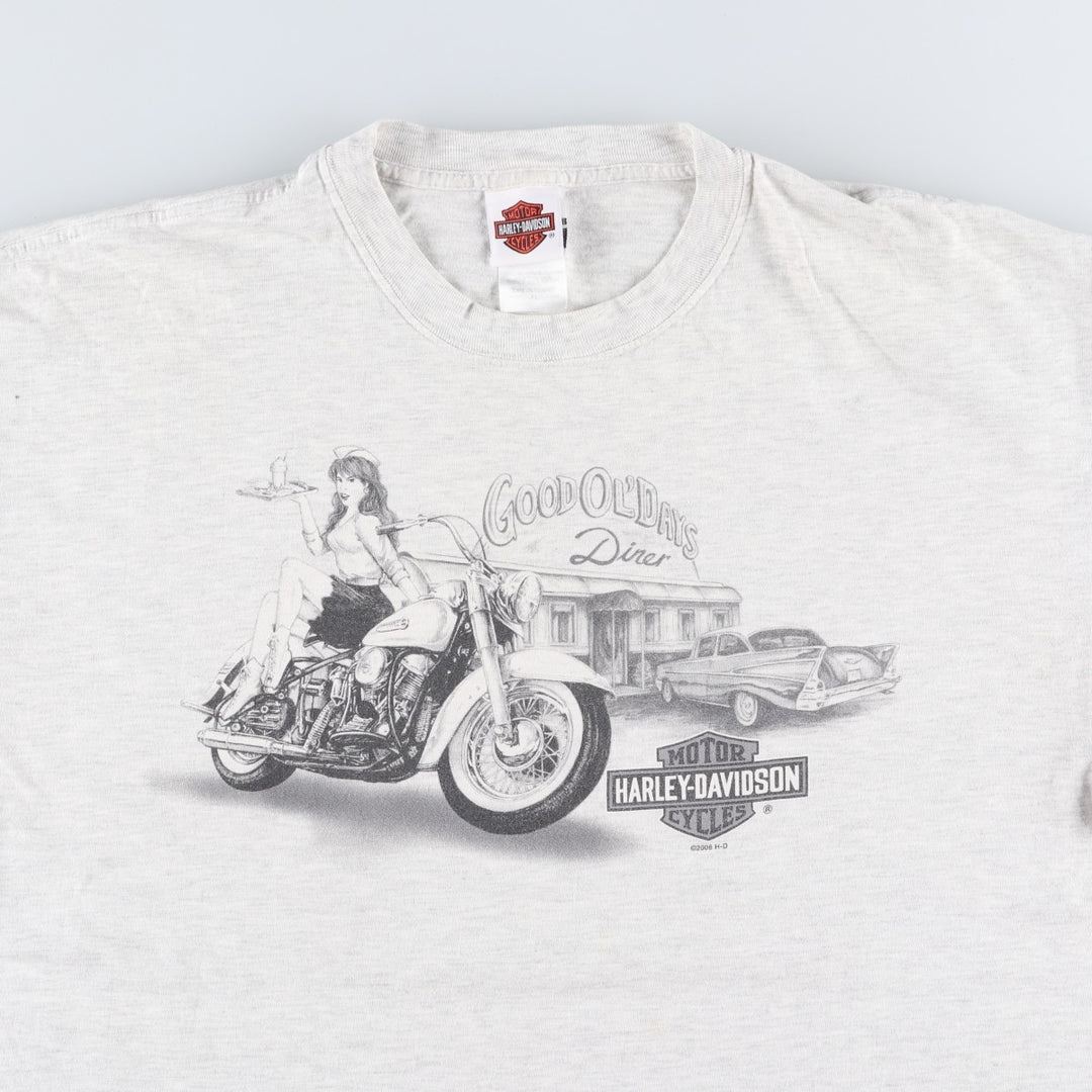 Harley-Davidson Pin-up Girl Motorcycle Bike T-shirt Made in USA Men's XL cotton gray type Vintage Second Hand