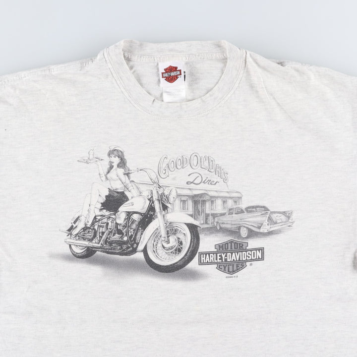 Harley-Davidson Pin-up Girl Motorcycle Bike T-shirt Made in USA Men's XL cotton gray type Vintage Second Hand