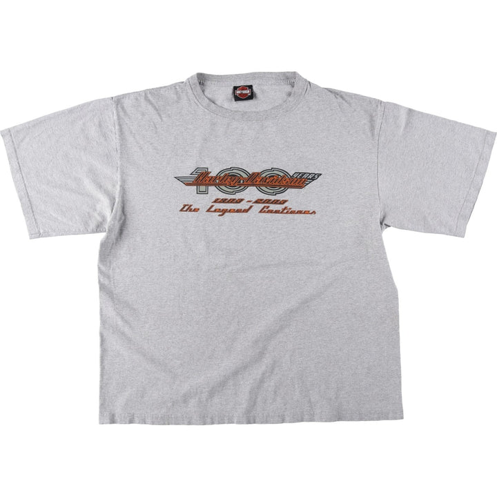 00'S Harley-Davidson Motorcycle Bike T-shirt Men's XL size unclear gray type Vintage Second Hand