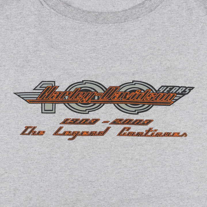00'S Harley-Davidson Motorcycle Bike T-shirt Men's XL size unclear gray type Vintage Second Hand