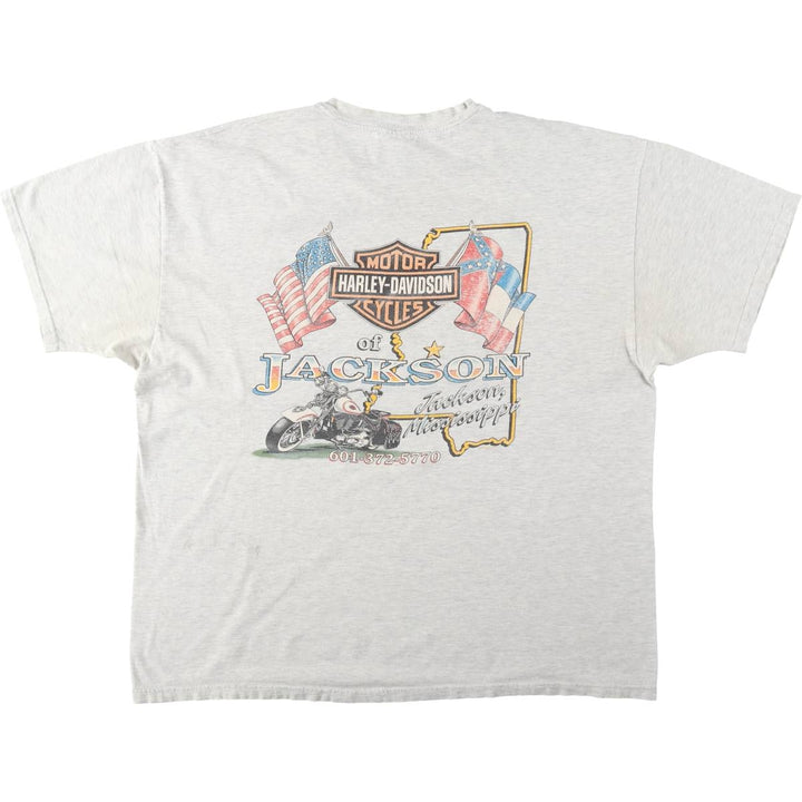 90'S Harley-Davidson Hanes BEEFY-T Motorcycle T-Shirt, Made in USA, Men's XXL equivalent, Vintage cotton gray type Vintage Second Hand
