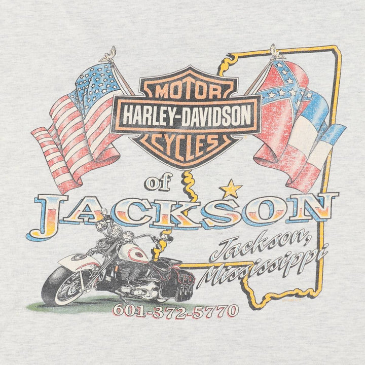 90'S Harley-Davidson Hanes BEEFY-T Motorcycle T-Shirt, Made in USA, Men's XXL equivalent, Vintage cotton gray type Vintage Second Hand