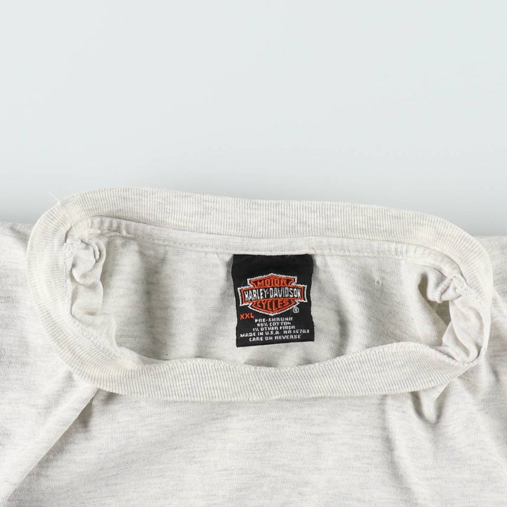 90'S Harley-Davidson Hanes BEEFY-T Motorcycle T-Shirt, Made in USA, Men's XXL equivalent, Vintage cotton gray type Vintage Second Hand
