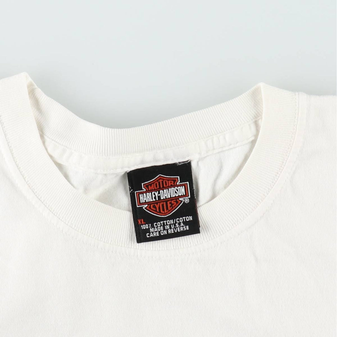 00'S Harley-Davidson Motorcycle Bike T-shirt Made in USA Men's XL cotton white type Vintage Second Hand