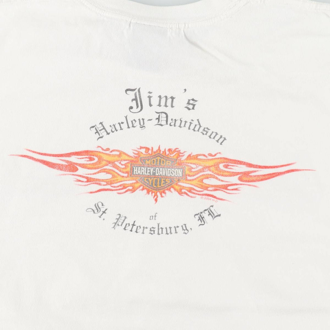 00'S Harley-Davidson Motorcycle Bike T-shirt Made in USA Men's XL cotton white type Vintage Second Hand