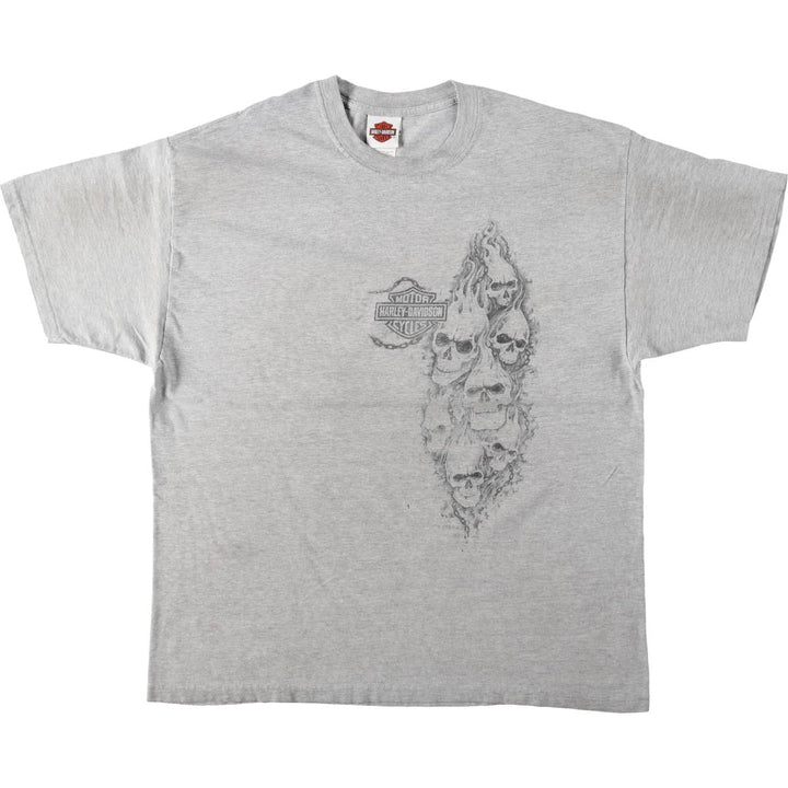 90'S Harley-Davidson Skull Pattern Motorcycle T-Shirt, Made in USA, Men's XL (approx.), Vintage cotton gray type Vintage Second Hand