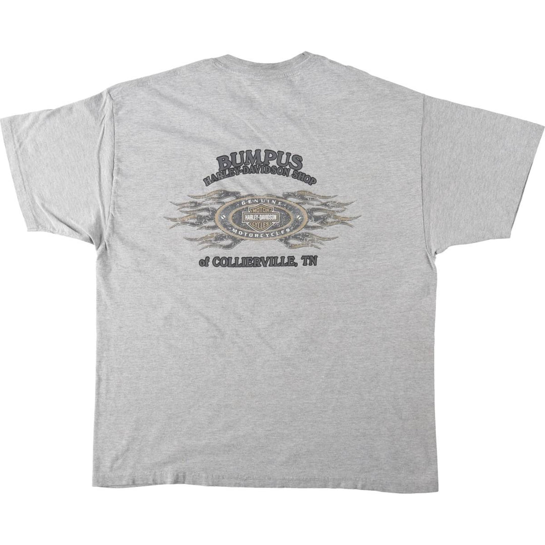 90'S Harley-Davidson Skull Pattern Motorcycle T-Shirt, Made in USA, Men's XL (approx.), Vintage cotton gray type Vintage Second Hand