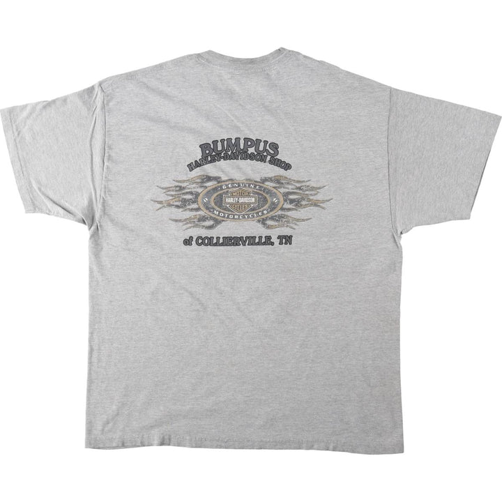 90'S Harley-Davidson Skull Pattern Motorcycle T-Shirt, Made in USA, Men's XL (approx.), Vintage cotton gray type Vintage Second Hand
