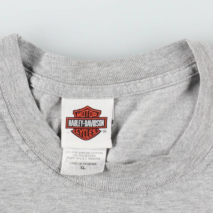 90'S Harley-Davidson Skull Pattern Motorcycle T-Shirt, Made in USA, Men's XL (approx.), Vintage cotton gray type Vintage Second Hand