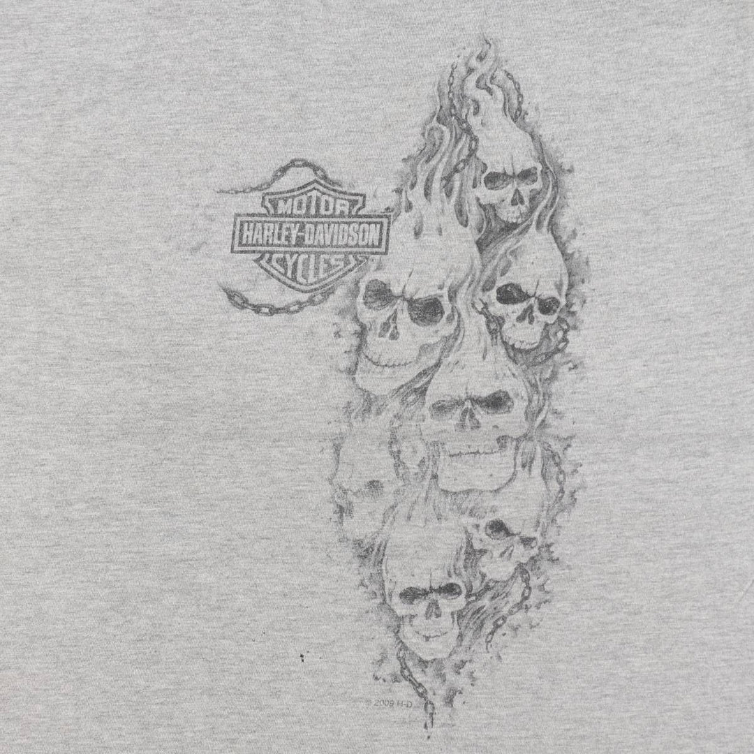 90'S Harley-Davidson Skull Pattern Motorcycle T-Shirt, Made in USA, Men's XL (approx.), Vintage cotton gray type Vintage Second Hand