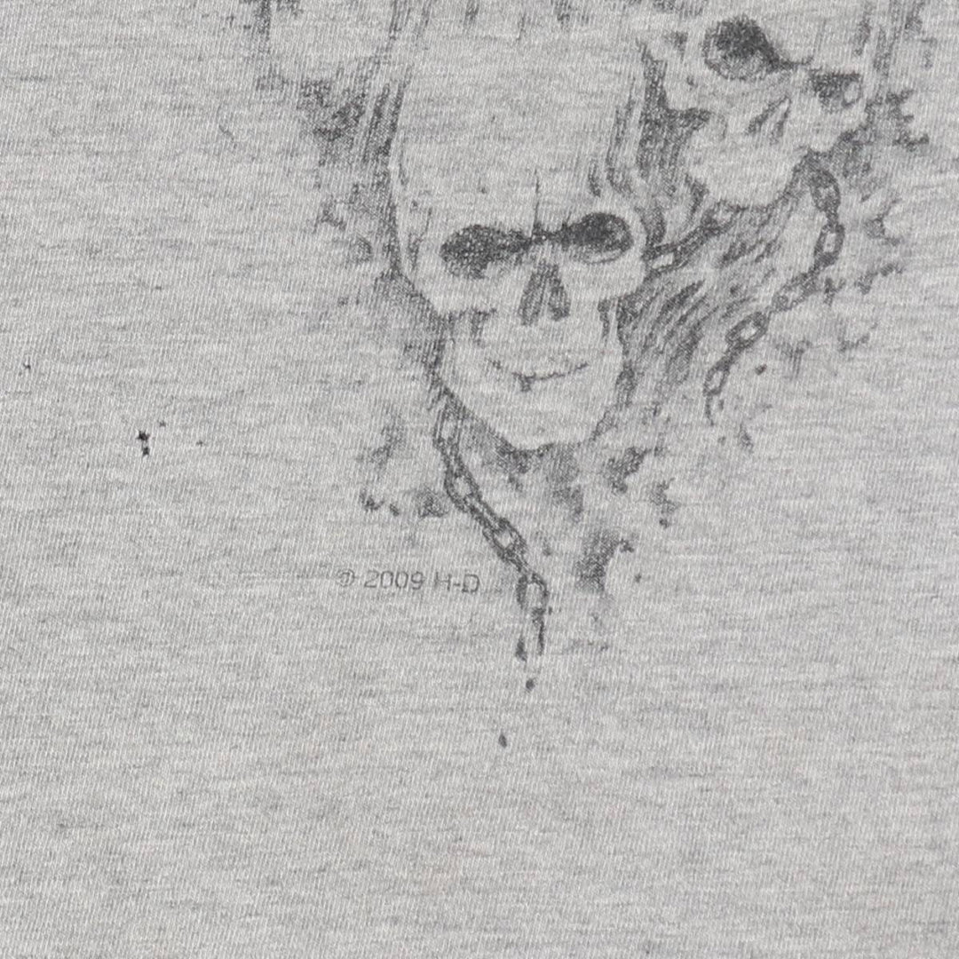 90'S Harley-Davidson Skull Pattern Motorcycle T-Shirt, Made in USA, Men's XL (approx.), Vintage cotton gray type Vintage Second Hand