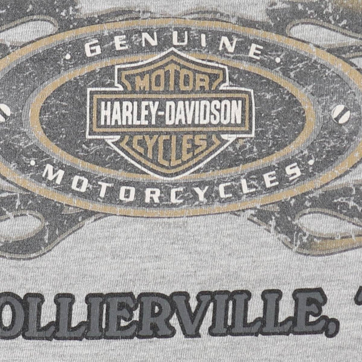 90'S Harley-Davidson Skull Pattern Motorcycle T-Shirt, Made in USA, Men's XL (approx.), Vintage cotton gray type Vintage Second Hand