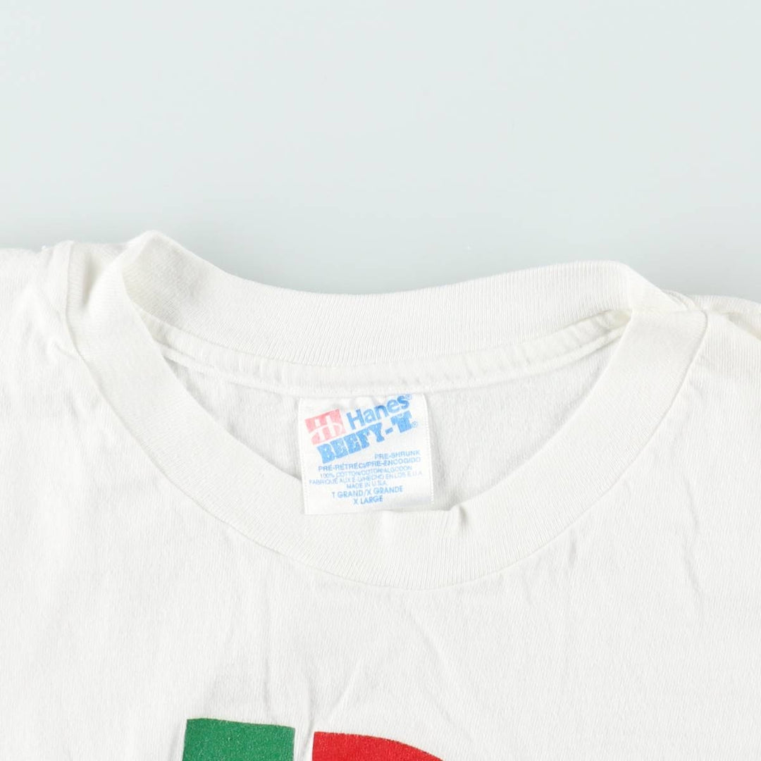 90'S Hanes BEEFY-T Advertising T-shirt Made in USA Men's XL Vintage cotton white type Vintage Second Hand
