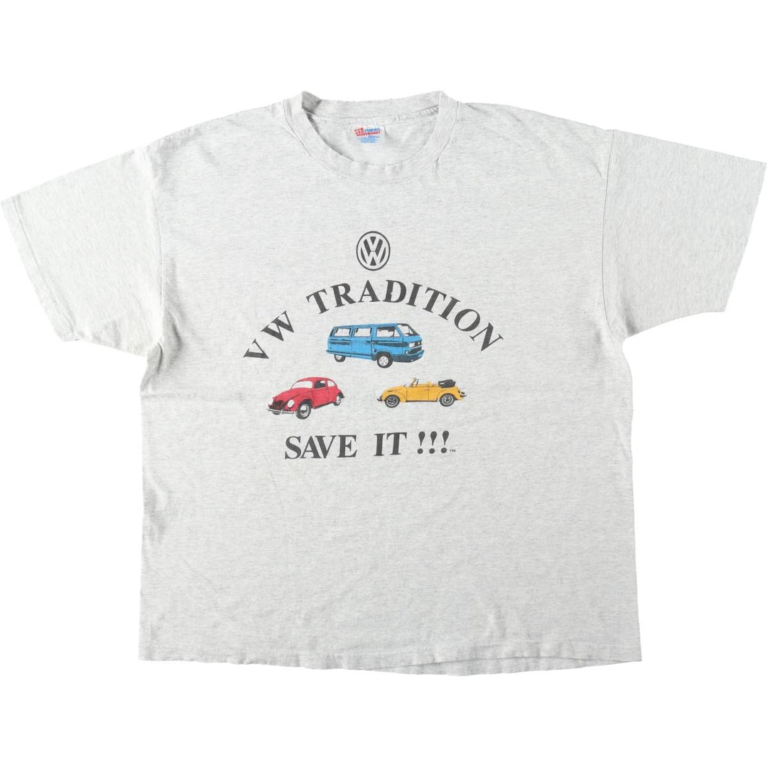 90'S Hanes Heavyweight Print T-Shirt, Men's XL equivalent, Vintage cotton gray type Vintage Second Hand